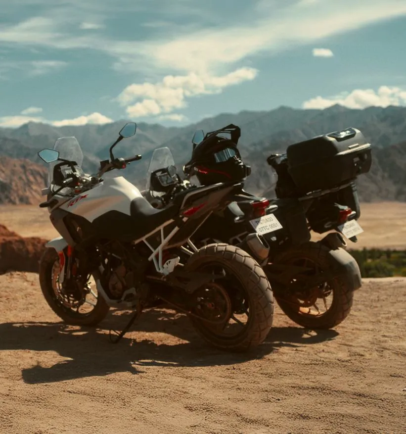TVS Touring Motorcycles on Mountain Ridge Overlook